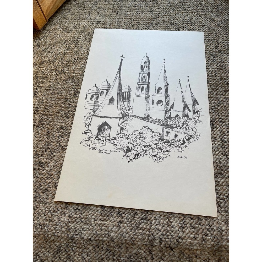 The Clustered Spires of Frederick Maryland Print Signed Kate '76‎ - 17" x 11"